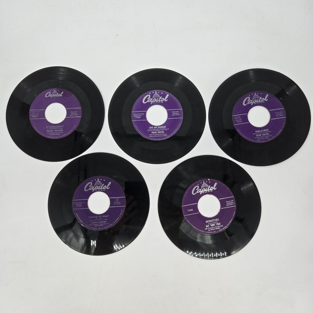 Capitol 5 45 RPM Record Lot Frank Sinatra Nat King Cole Dean Martin 1950s VTG